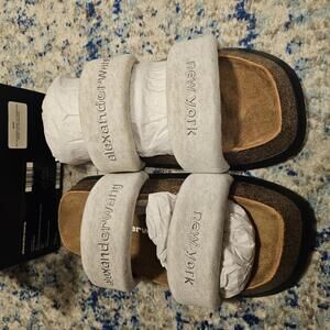 New Alexander Wang Ronan Slide Sandal Cotton Jersey Heather Grey Size 10